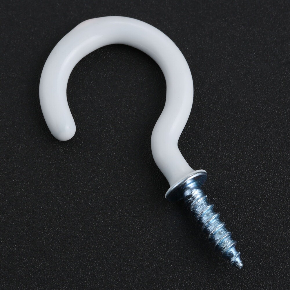 20Pcs 1.54" Strong Sharp White Vinyl Coated Ceiling Hooks Space-saving Hardware