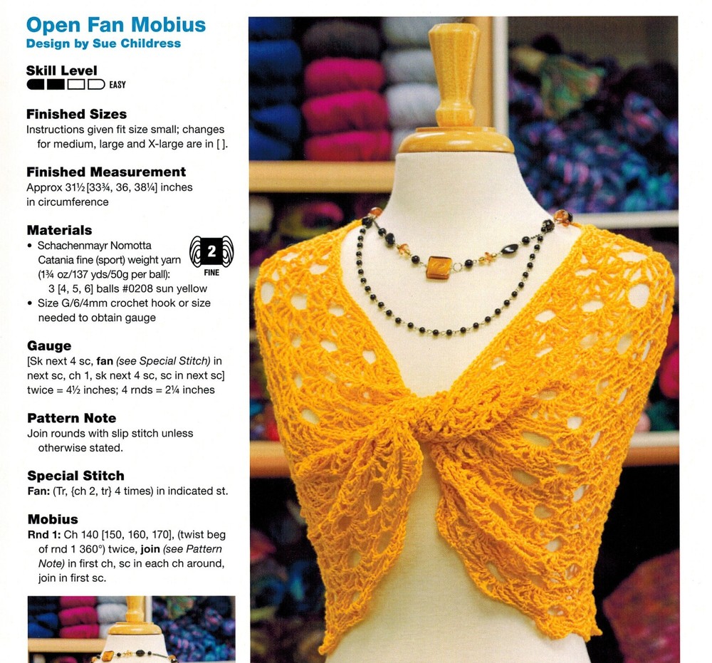 MOBIUS WRAPS For Beginners 3 Easy-To-Stitch Designs Crochet Pattern Leaflet