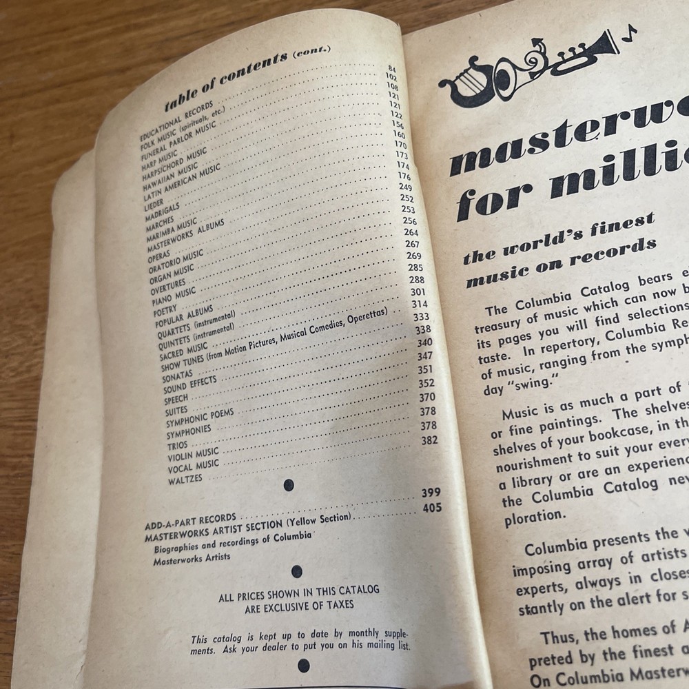 Columbia Record Catalog 1945- Acceptable Condition