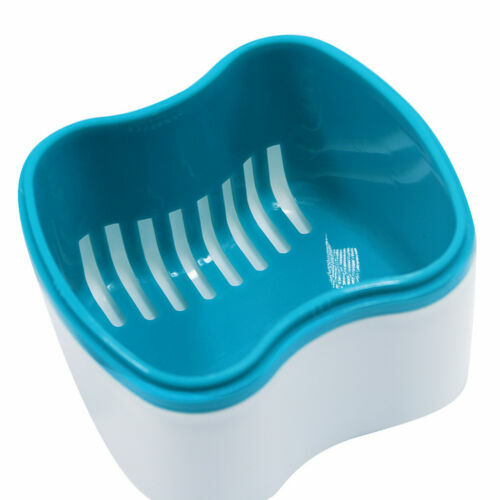 Denture Bath Appliance False Teeth Box Storage Case Rinsing Basket Container New
