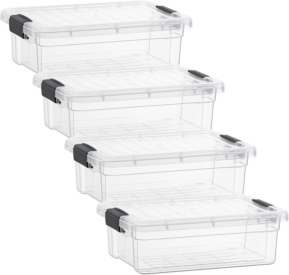 Superio Clear Storage Bins with Lids, 4 Pack- Plastic Storage Boxes - 2.3 Quart