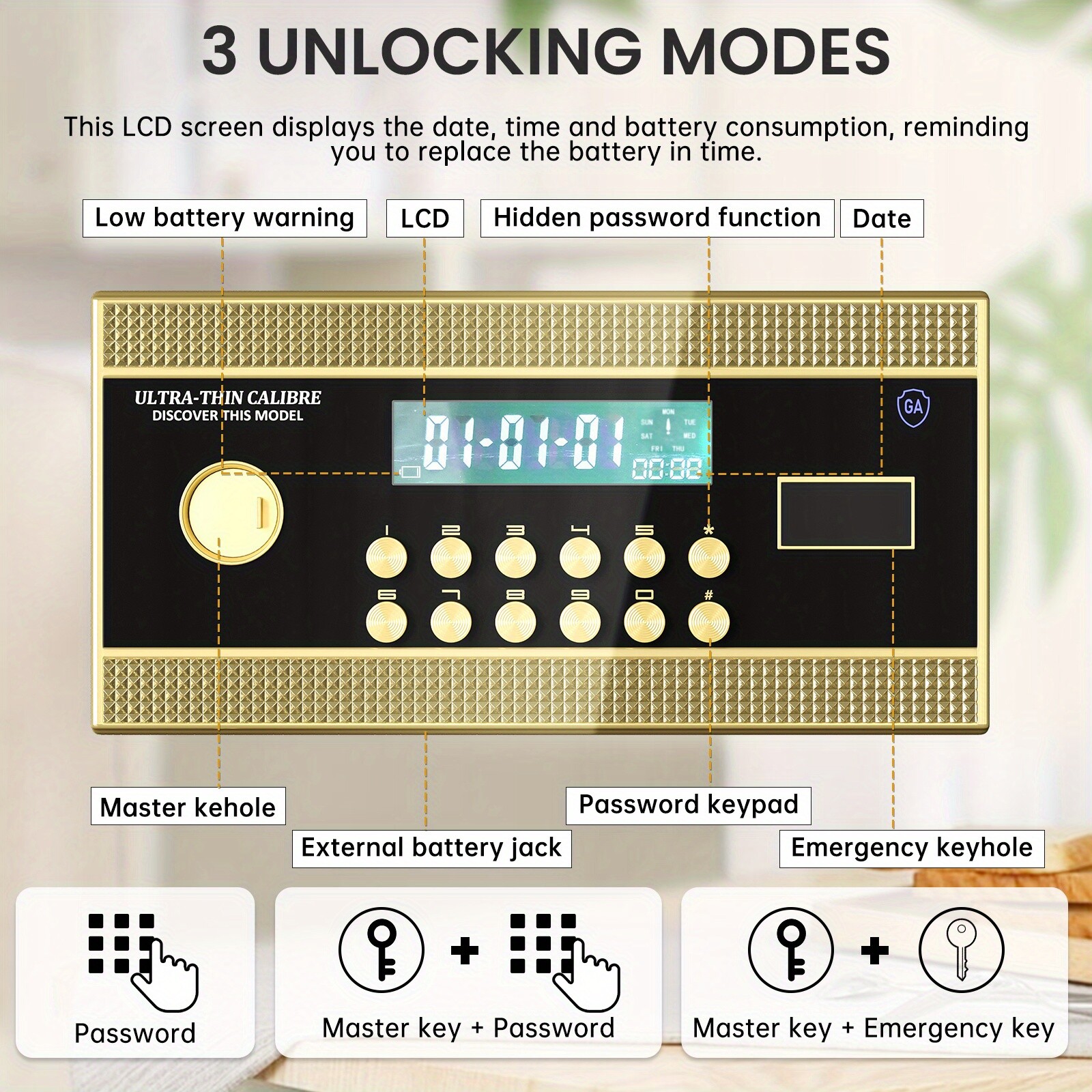 6.5 Cu ft Home Safe Box with Deposit Slot ,Large LCD Screen and Fireproof Bag