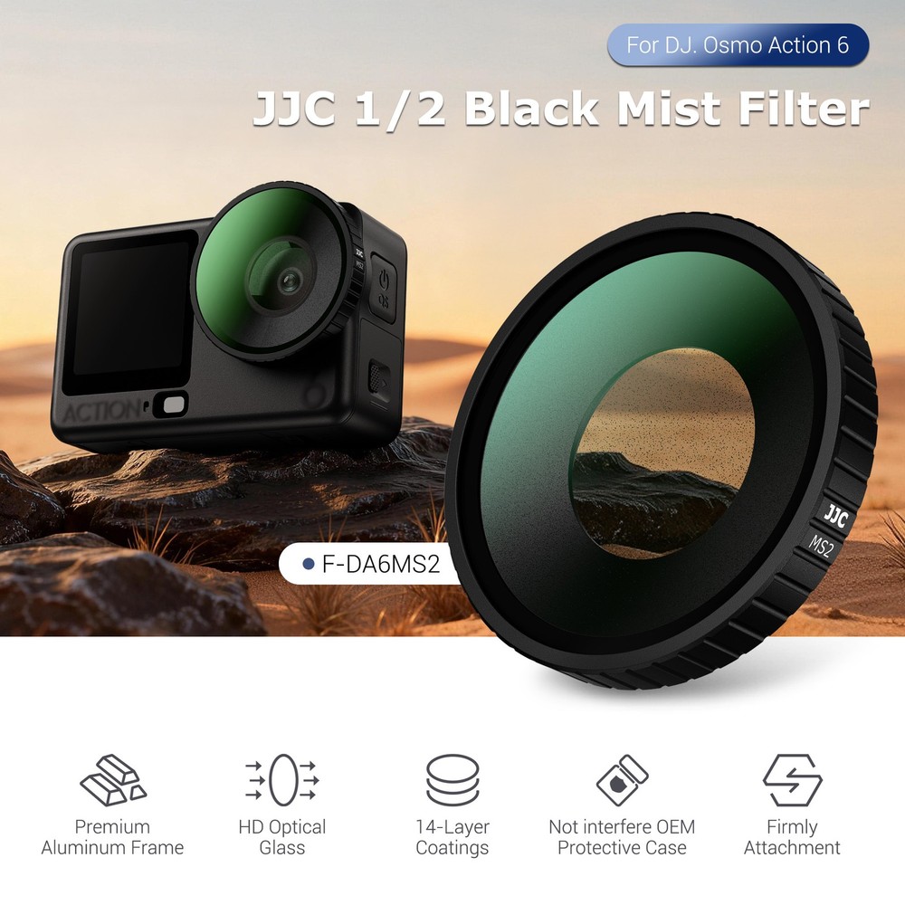 Black Mist 1/2 Filter Diffusion for DJI Osmo Action 6 Multi Coated Optical Glass