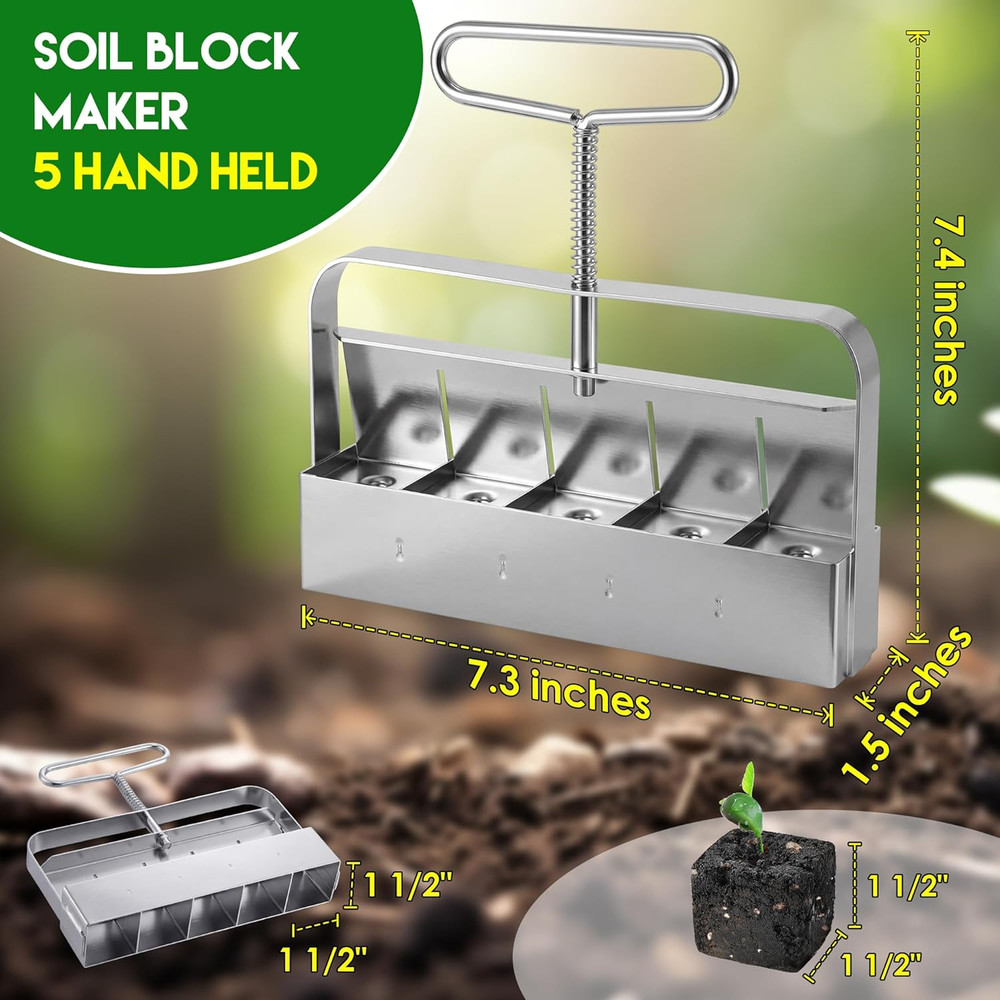 1 Pack Upgrade Soil Block Maker Hand Held, Manual Blocking Tool for Seed Startin