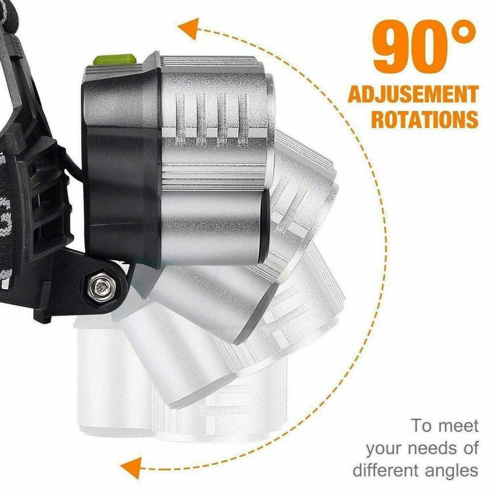 5X COB LED Headlamp USB Rechargeable Headlight 8 Modes Head Torch