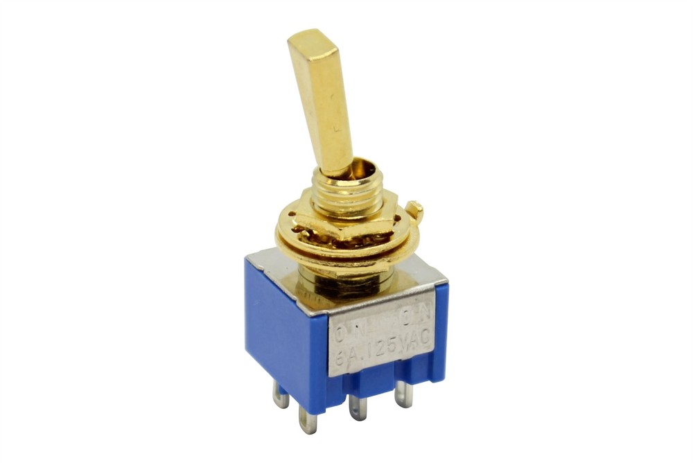 Mini Flat Paddle Toggle Switch 2-way On-On Gold