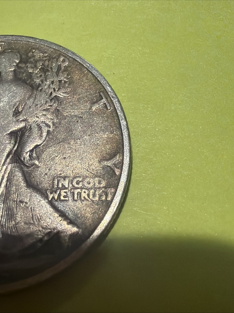 1945 D WALKING LIBERTY Half Dollar - Error Coin , Rear Partial Blockage