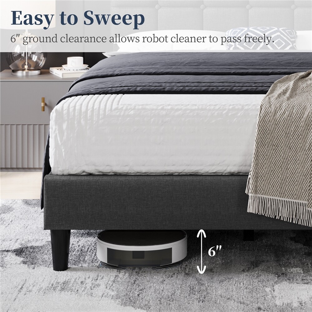 Upholstered Full/Queen Size Bed Frame with Square Tufted Headboard