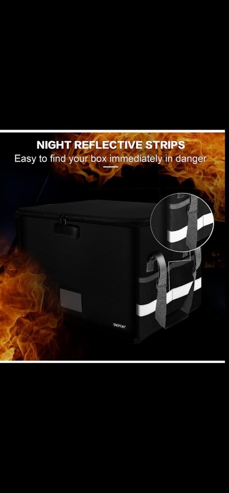 Fireproof File Box with Lock, Collapsible Document Organizer, Portable Storage