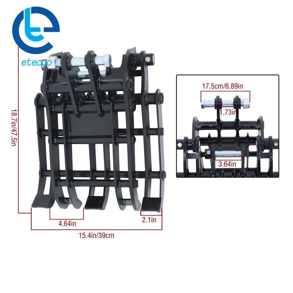 Wide Opening Excavator Grapple for Compact Diggers -Quick Attach