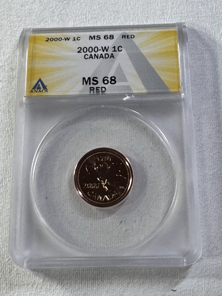 2000-W Canada 1 Cent Graded MS 68 RD by ANACS