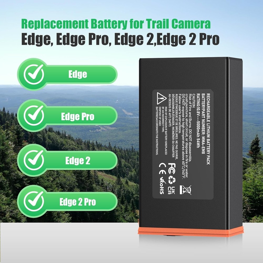 2-Pack Battery for Moultrie Edge, Edge Pro, Edge 2 Camera - 5000mAh Compat.