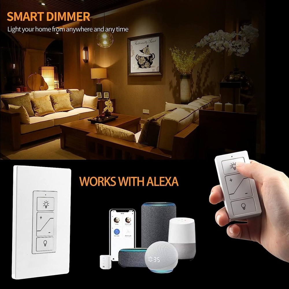Used Wireless Dimmer Switch and Receiver Kit 3-Way remote control Work Alexa