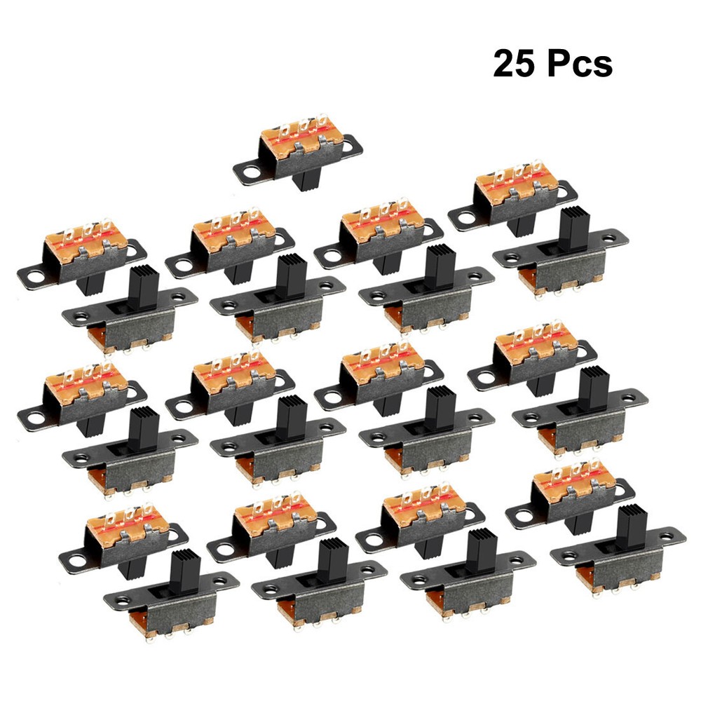 25pcs 6mm Vertical Sliding Switch SPDT 3 Terminals PCB Panel Locking-