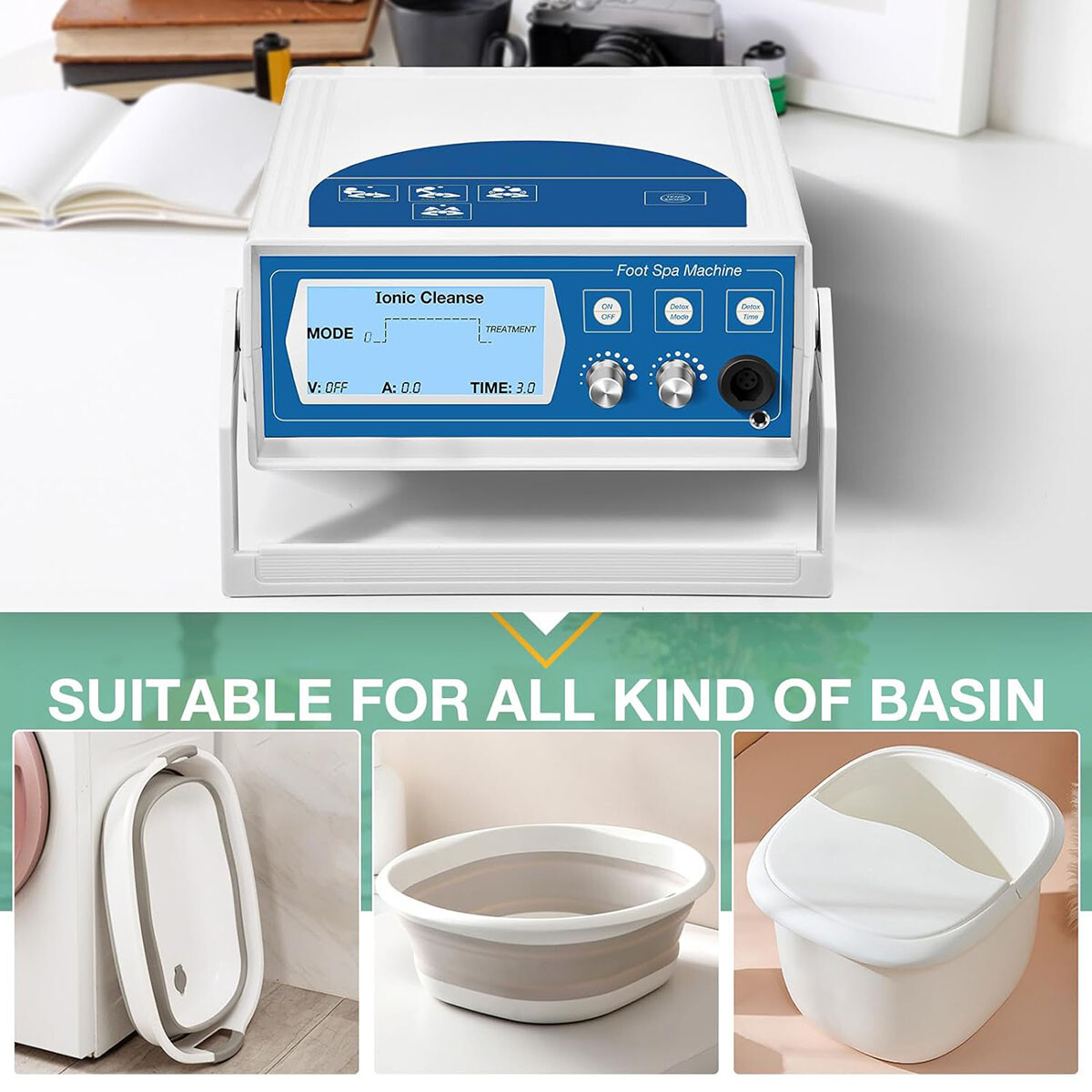 Durable Ionic Detox Foot Spa Bath Machine Ion Cleanse System w/ Case Heat Belt