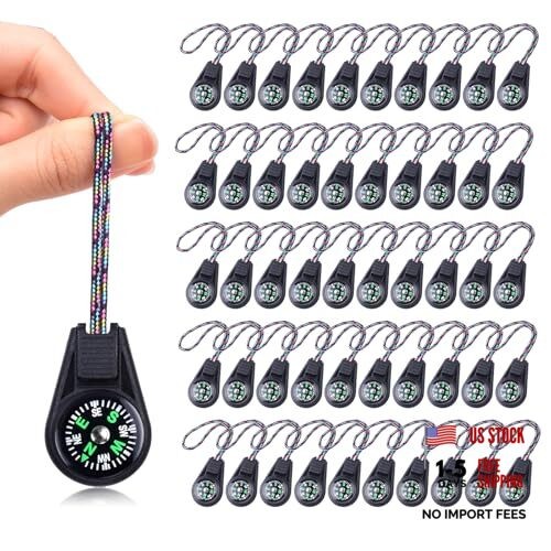 Compass Bulk Mini Compass for Navigation Lesson,Plastic Compasses 50PCS Black