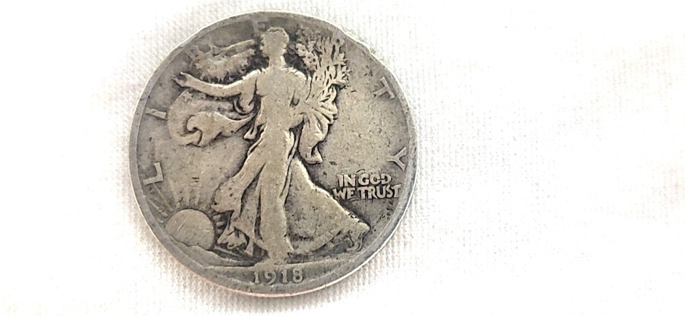 1918 S reverse Walking Liberty Half Dollar in Good Condition