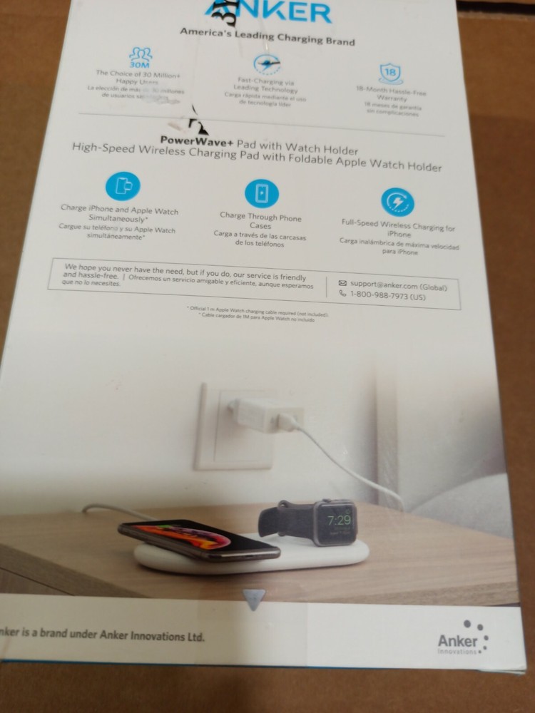 Anker - PowerWave+ Qi Certified Wireless Charging Pad - White