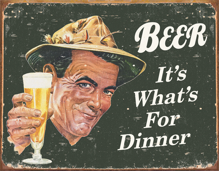 Ephemera - Beer For Dinner Tin Sign 1424
