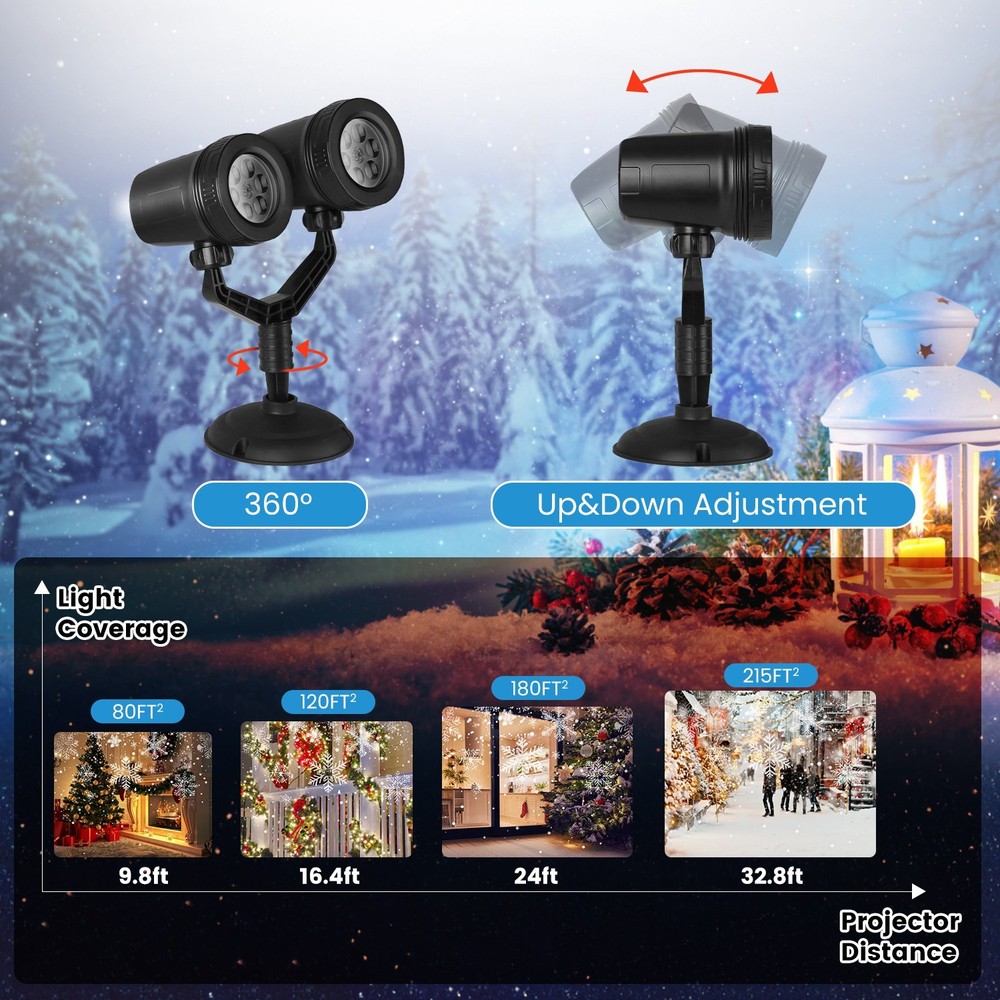 Christmas Light Snowflake Projector Light Dual-Head LED Stake Light Yard Light