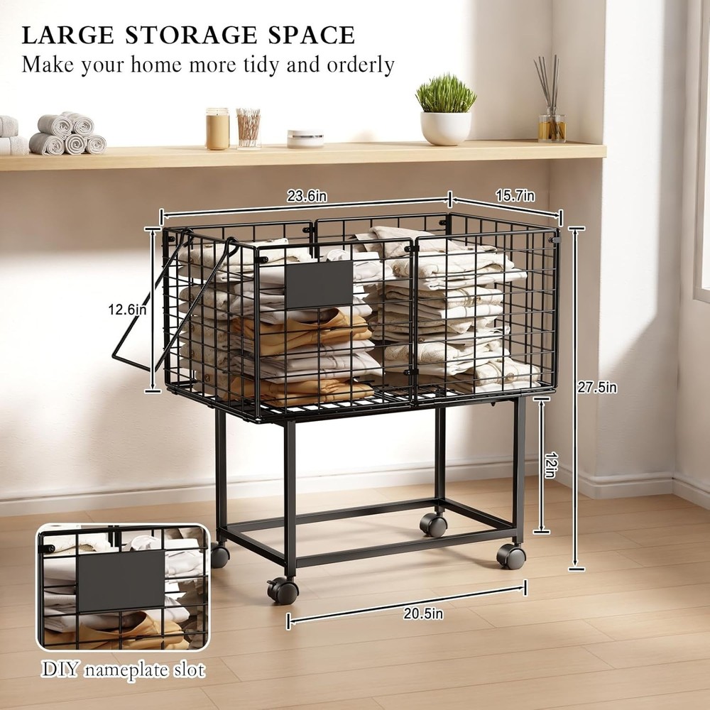 Multi-Functional 80L Wheeled Laundry Hamper with Breathable Design and Handle