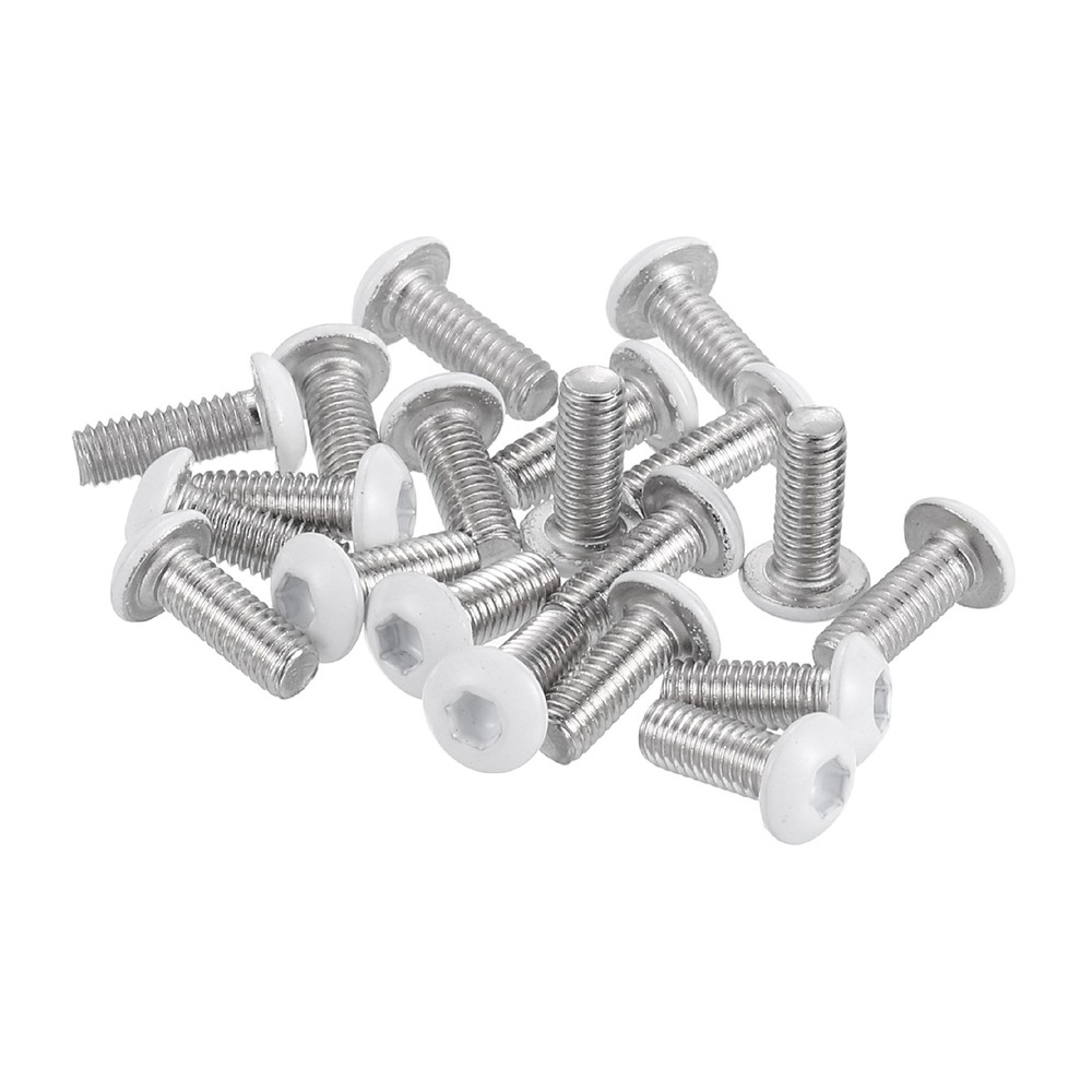 20 Pcs M3-0.5 x 8mm Button Head Socket Cap Screw Machine Screw, White