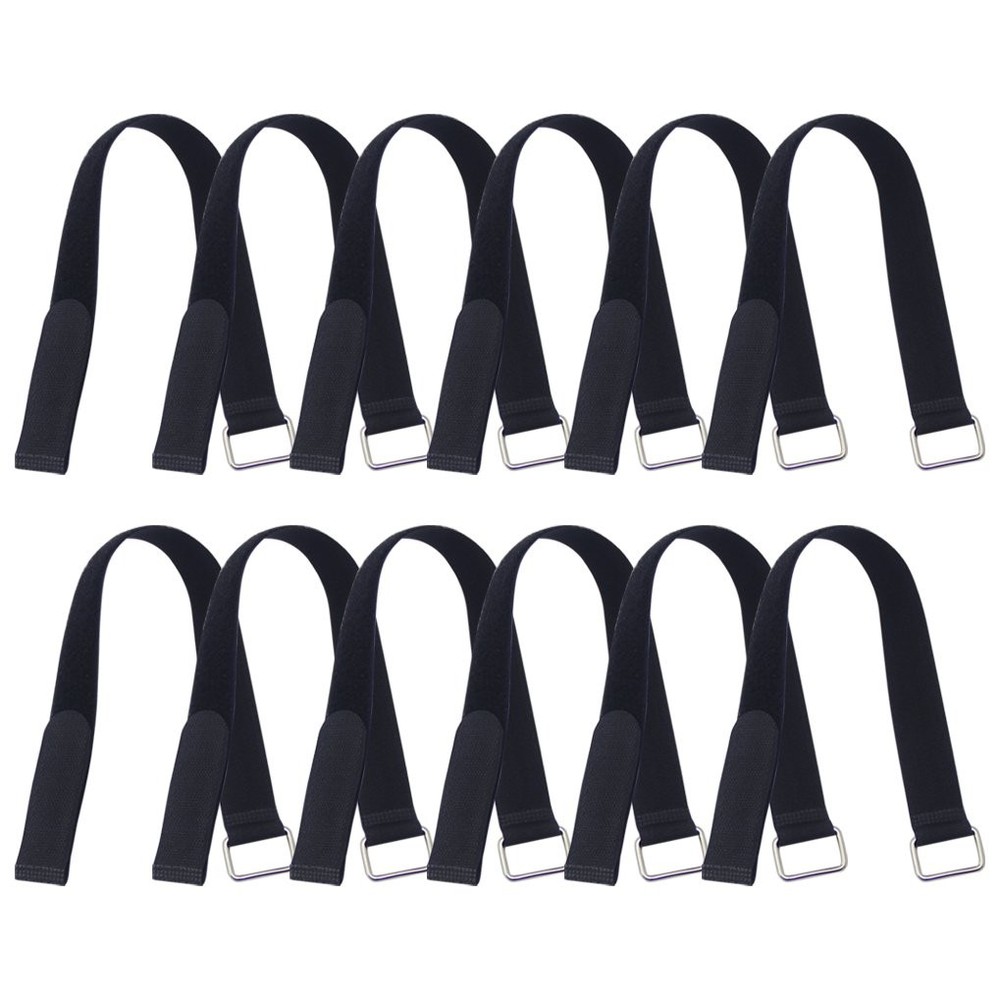 VIGAER 18in Reusable Nylon Hook  Loop Cable Ties w/ Buckle - 12 Pack