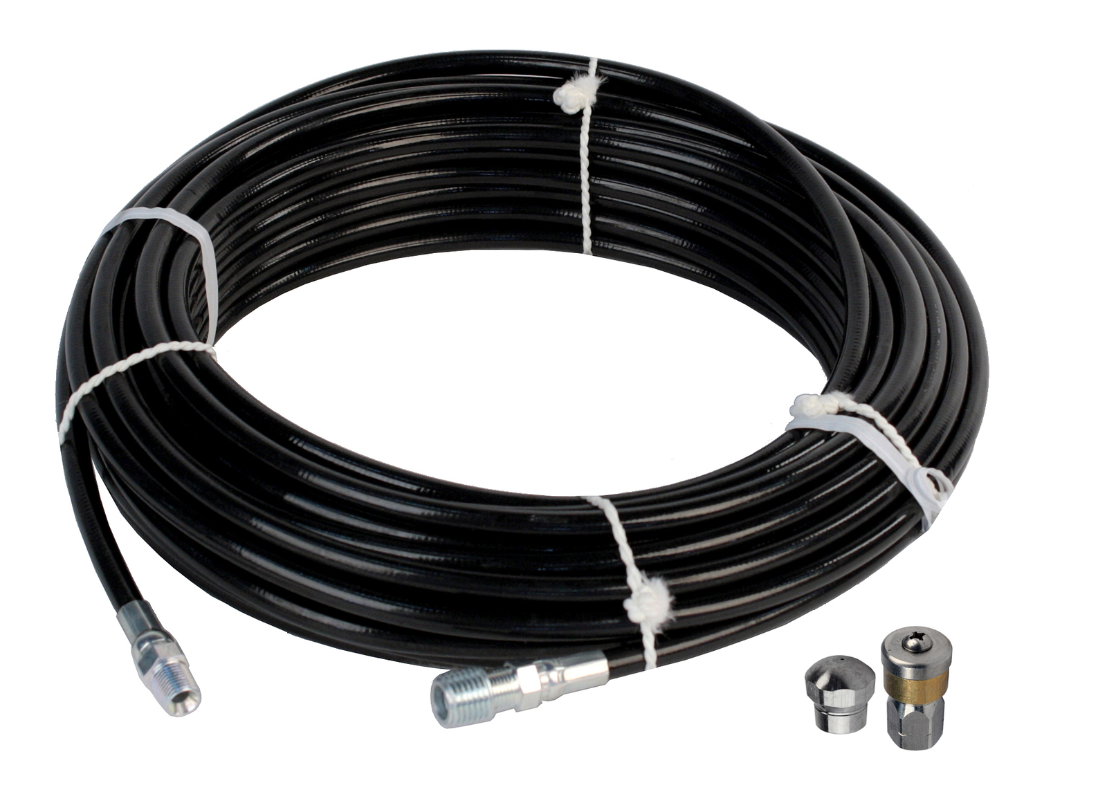 Schieffer 1/8" x 100' 4800 PSI Thermoplastic Sewer Jetter Hose & 5.0 Nozzles