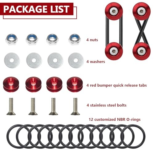Universal Bumper Clips, Front Rear Bumper Quick Release Kit, Bumper 2set Red