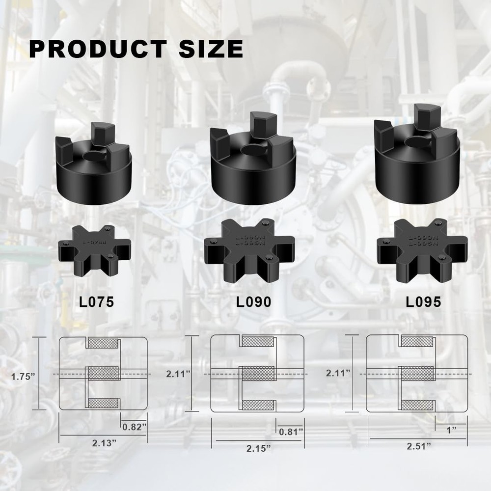 Durable 1/2" to 1" L095 Coupling Set & NBR Rubber Insert for Log Splitters