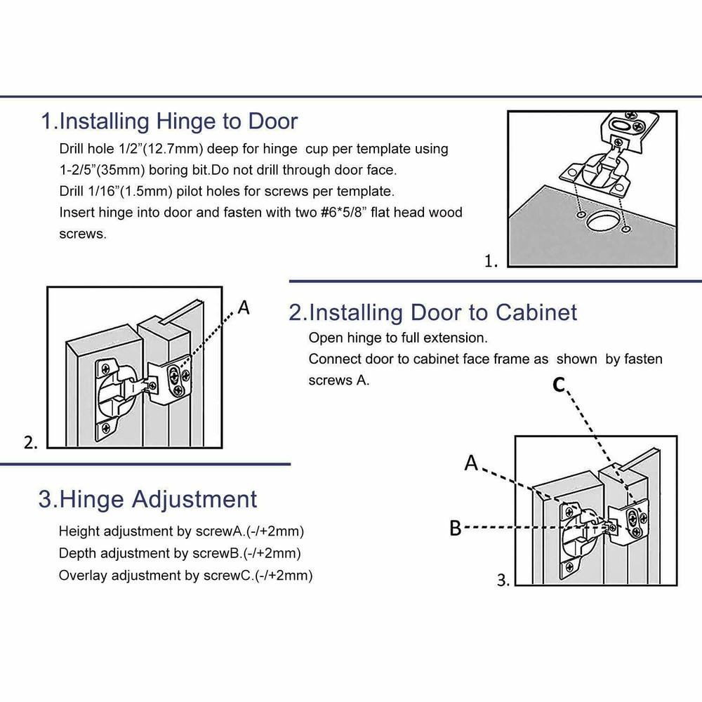 Soft-Closing Compact 1 1/4" Overlay 105° Hinge Kitchen Cabinet Hardware