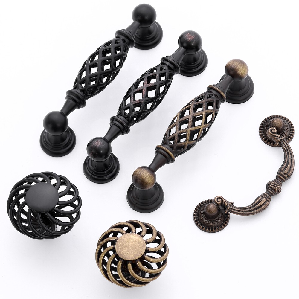 1-10 PACK Drop Bail Dresser Pull Handle Drawer Pulls Rustic Antique Black Bronze