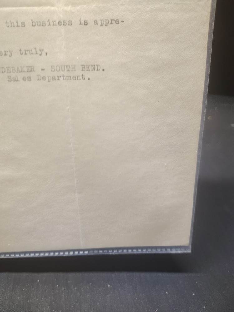 Vintage Letterhead Studebaker South bend In. 1922