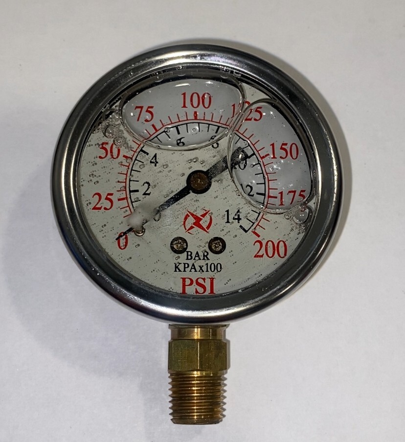 Liquid Filled 2.5" 200PSI Side Mount 1/4" NPT