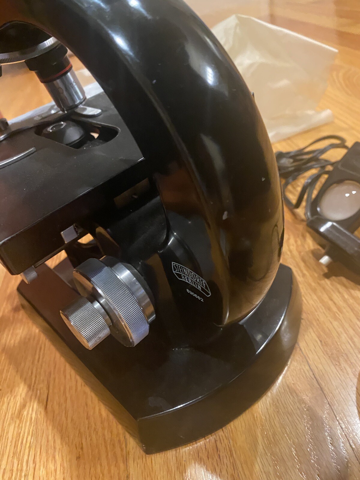 Vintage STEINDORFF BERLIN Binocular Microscope w Accessories & Wooden Case LOOK!