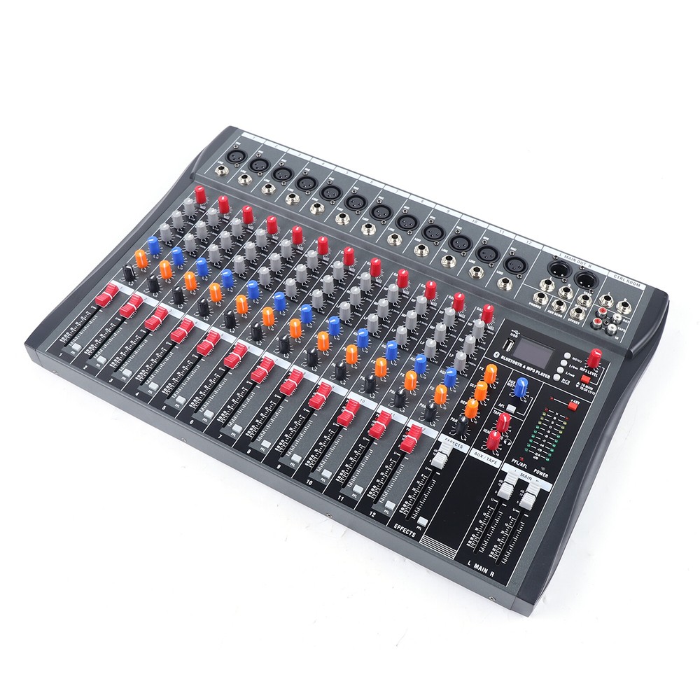 12 Channel Audio Mixer Bluetooth USB DJ Sound Mixing Console Studio
