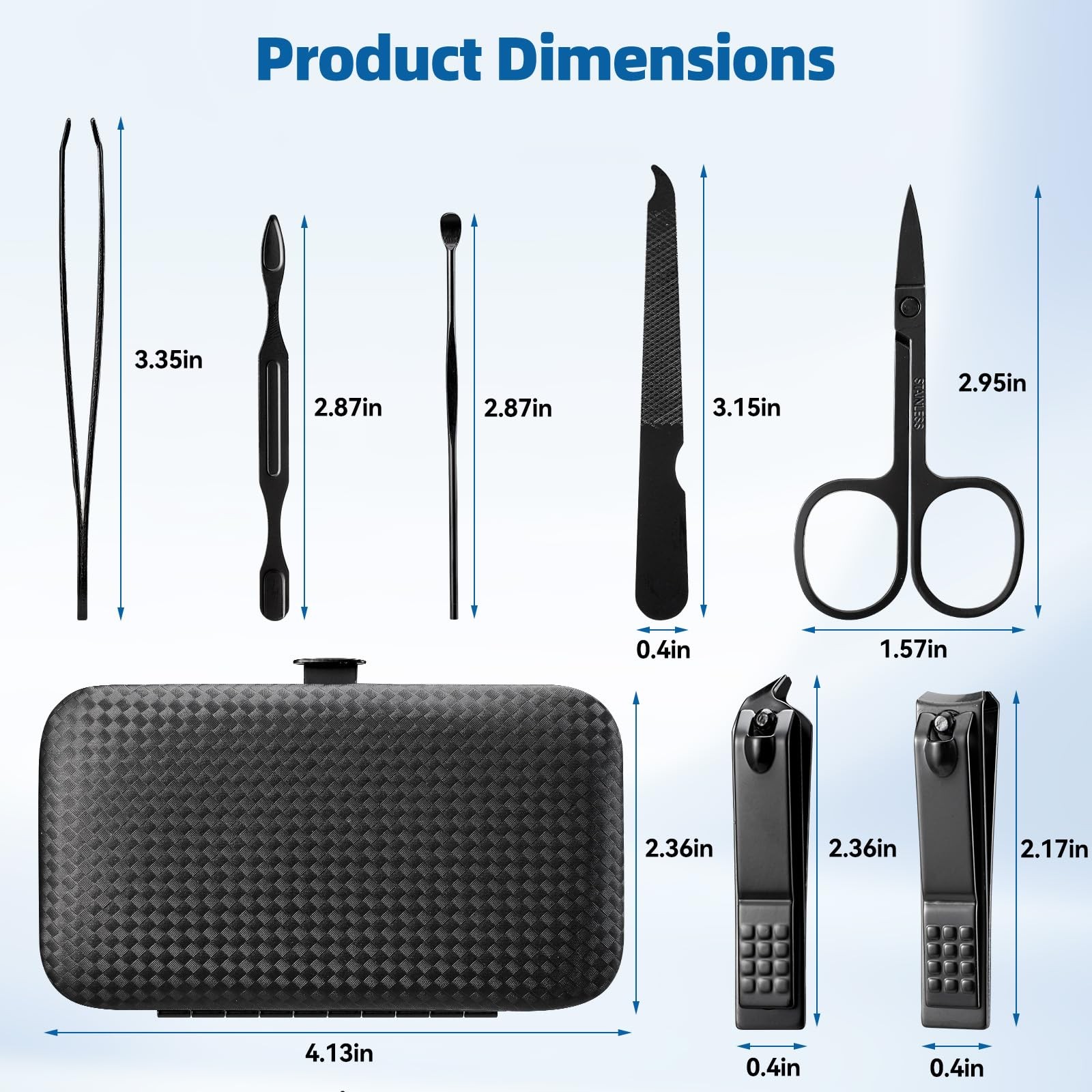 Premium Manicure Set, 7 in 1 Nail Clipper Finger & Toe Black and white