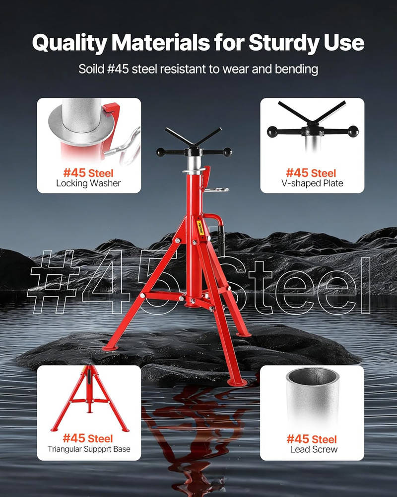 Pipe Jack Stand Robust Steel Heavy-Duty Construction | Adjustable Height Range |