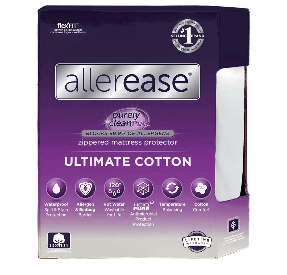 AllerEase Ultimate King Mattress Protector Cotton Waterproof Allergen Barrier