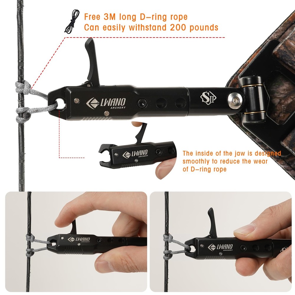 Archery Compound Bow Release Aids Trigger 360° Adjustable Wristband Release A...