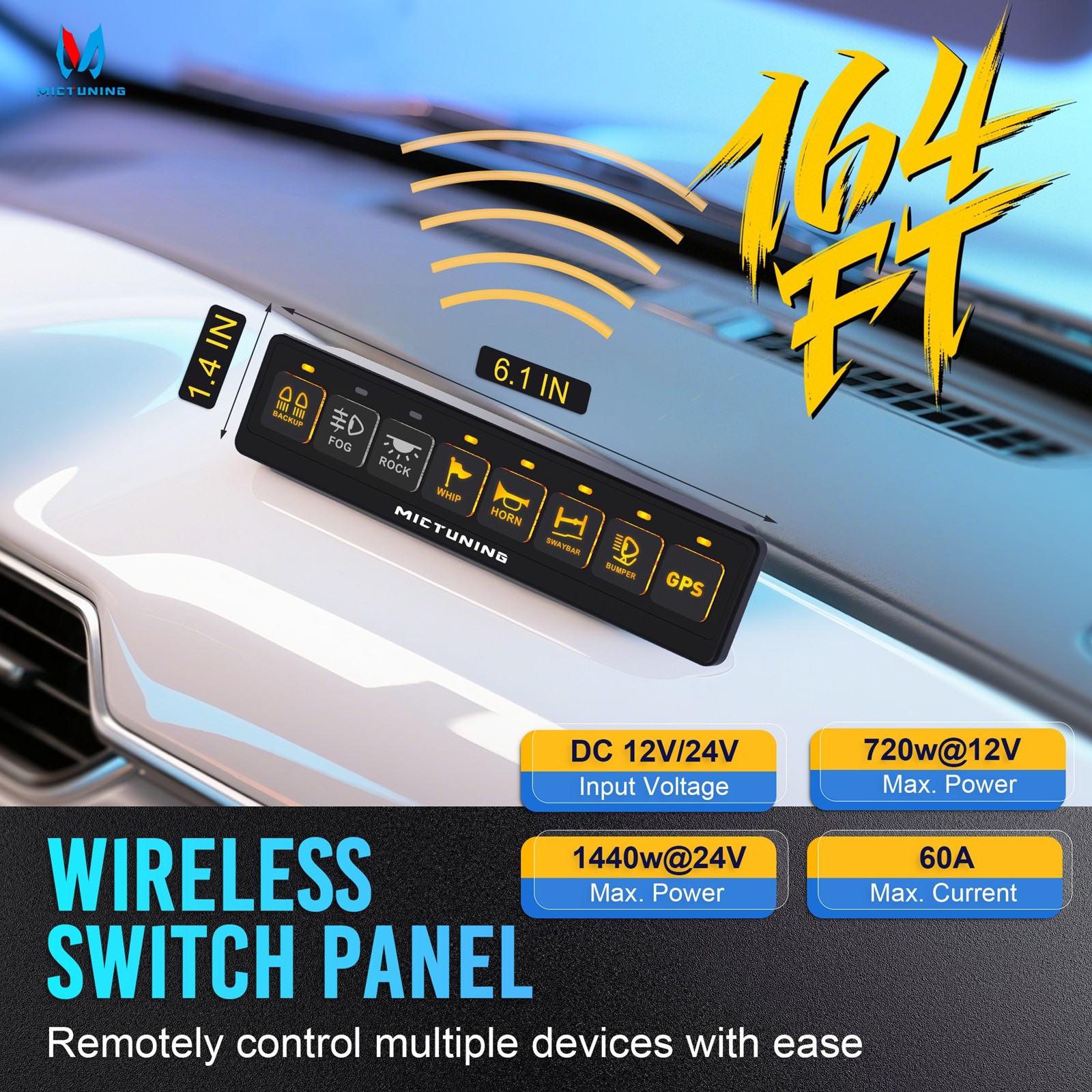 Wireless 8 Gang Switch Panel For LED Light Bar Power Circuit Remote Control Box