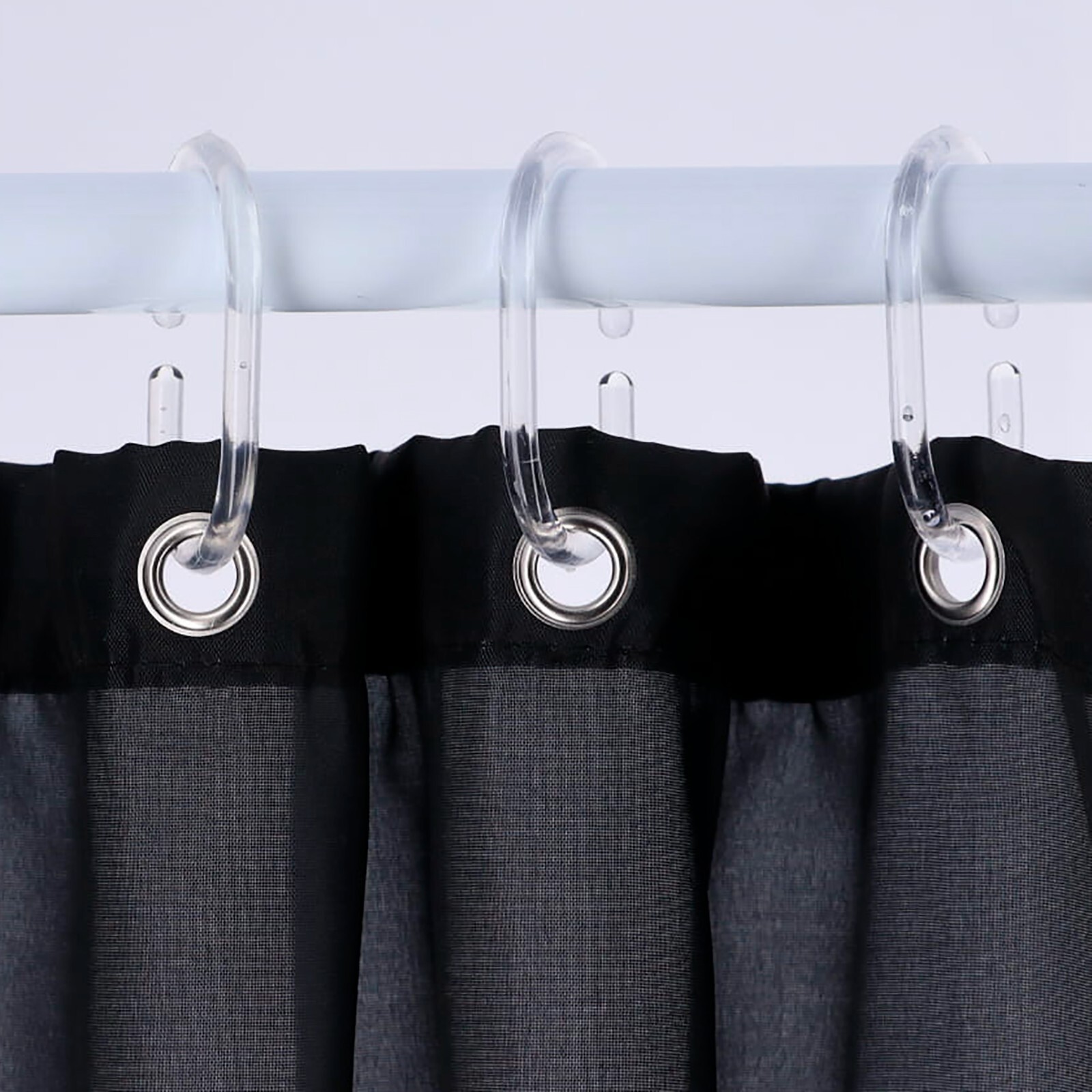 Shower Curtain Rings Plastic Hooks Solid And Clear Color Set of 12