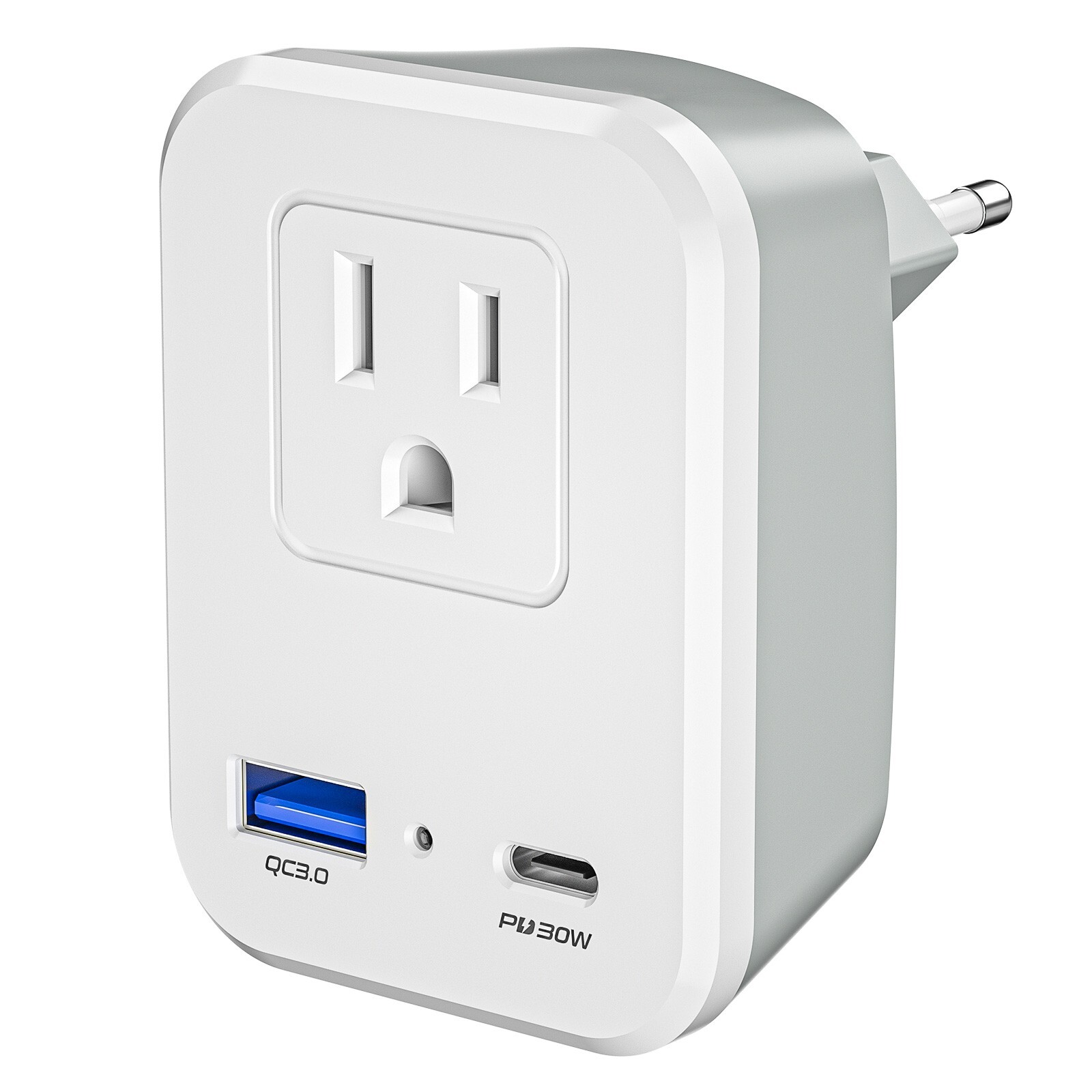2 USB European Travel Adapter, 2500W International Power Plug for US to Most EU
