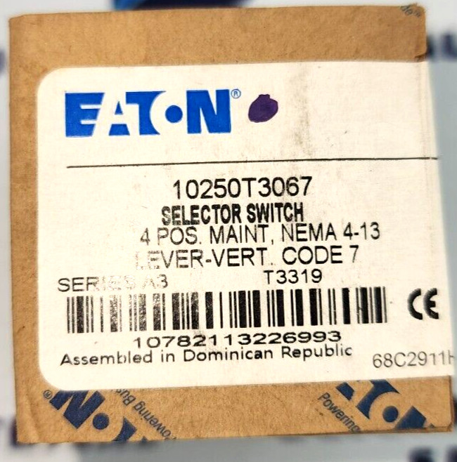 EATON 10250T3067 SELECTOR SWITCH 4 POSITION LEVER-VERT.