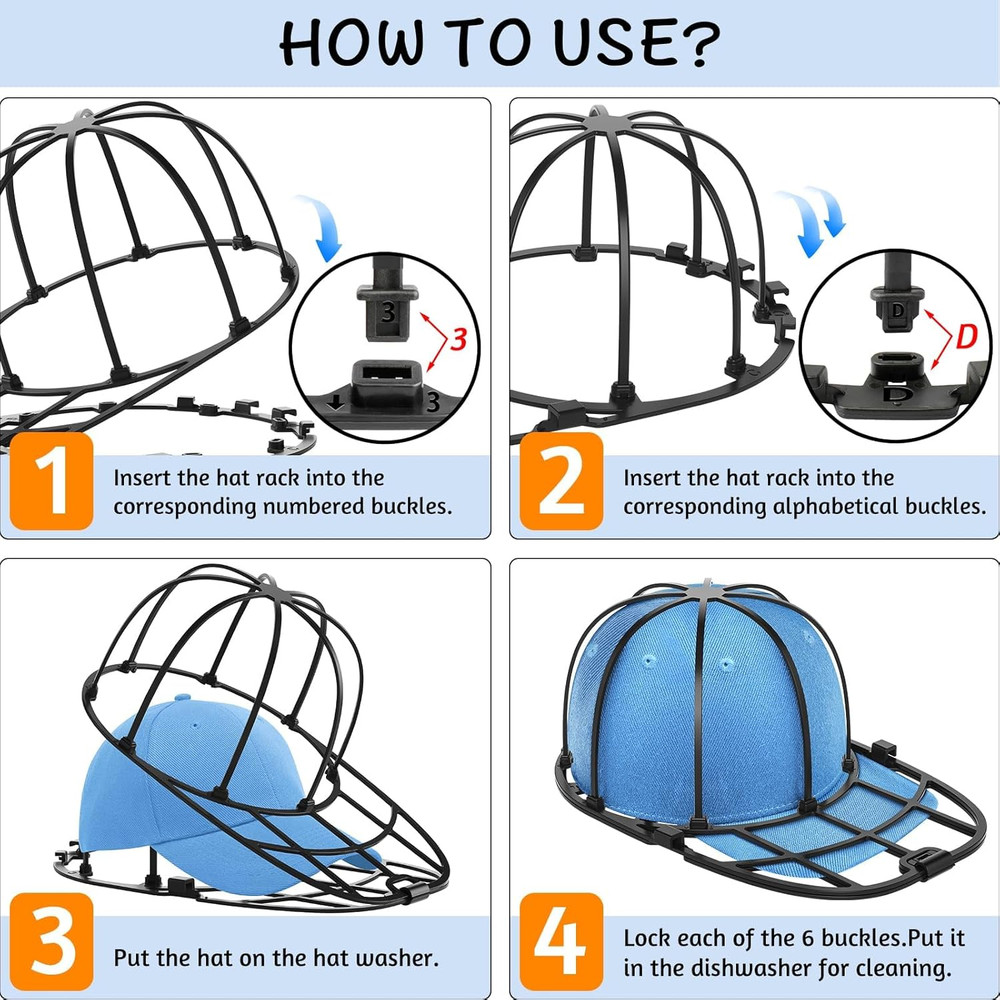 Baseball Cap Washer Cage Hat Cleaner Frame 13" Black