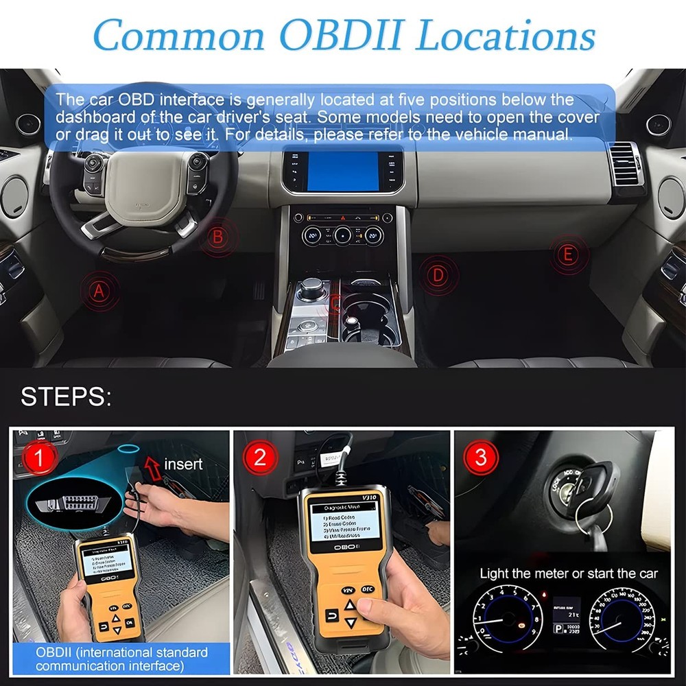 OBD2 Scanner Code Reader Check Engine CAN Diagnostic Tool Erase Fault Yellow