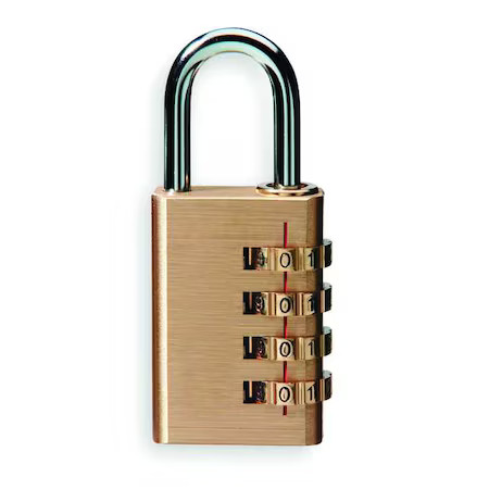 Luggage Padlocks, Standard Shackle, Rectangular Solid Brass Body, Steel