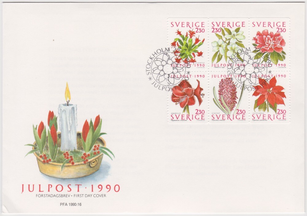 Sweden FDC 1990, Christmas, Mint