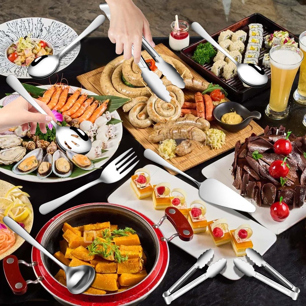 12 Pieces Serving Utensils Include Large Serving Spoons,Slotted Serving Spoon