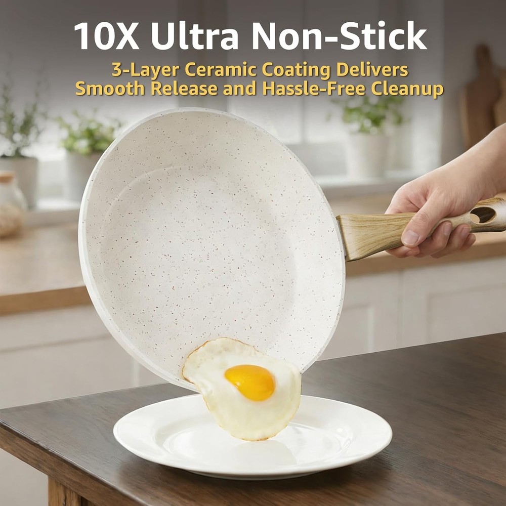 25Pcs Non Stick Ceramic Cookware Set Titanium PFAS Free